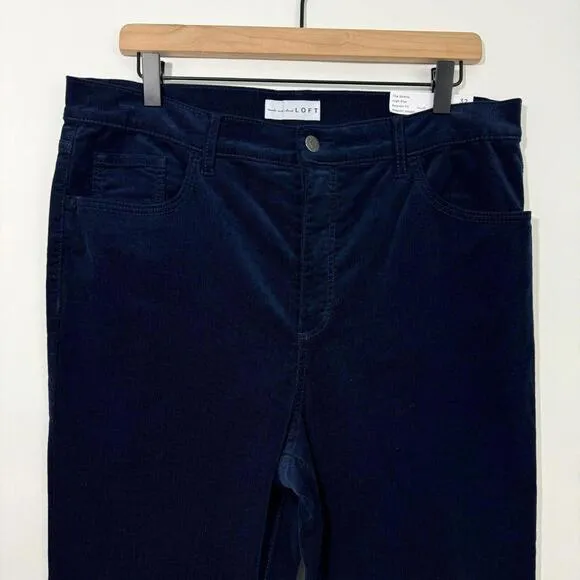 LOFT Women’s Size 32/14 Dark Blue Corduroy Ribbed The Skinny High Rise Jeans NWT