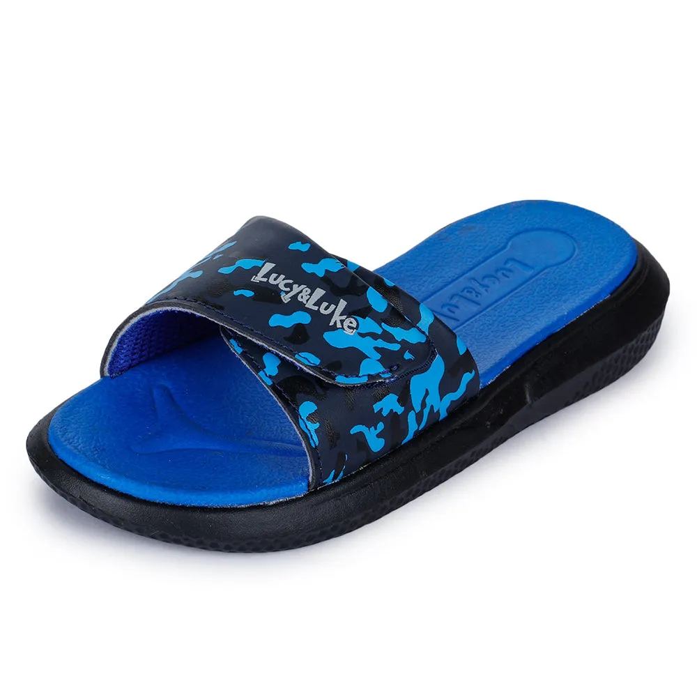 Lucy & Luke Blue Casual Slides For Kids HIPPO-8T By Liberty