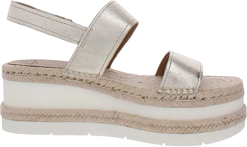 Marc Fisher Ltd Women's Gallia Espadrille Platform Sandals Gold Leather 9M
