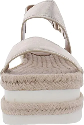 Marc Fisher Ltd Women's Gallia Espadrille Platform Sandals Gold Leather 9M