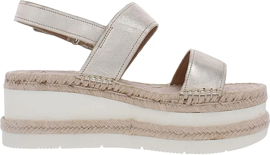 Marc Fisher Ltd Women's Gallia Espadrille Platform Sandals Gold Leather 9M