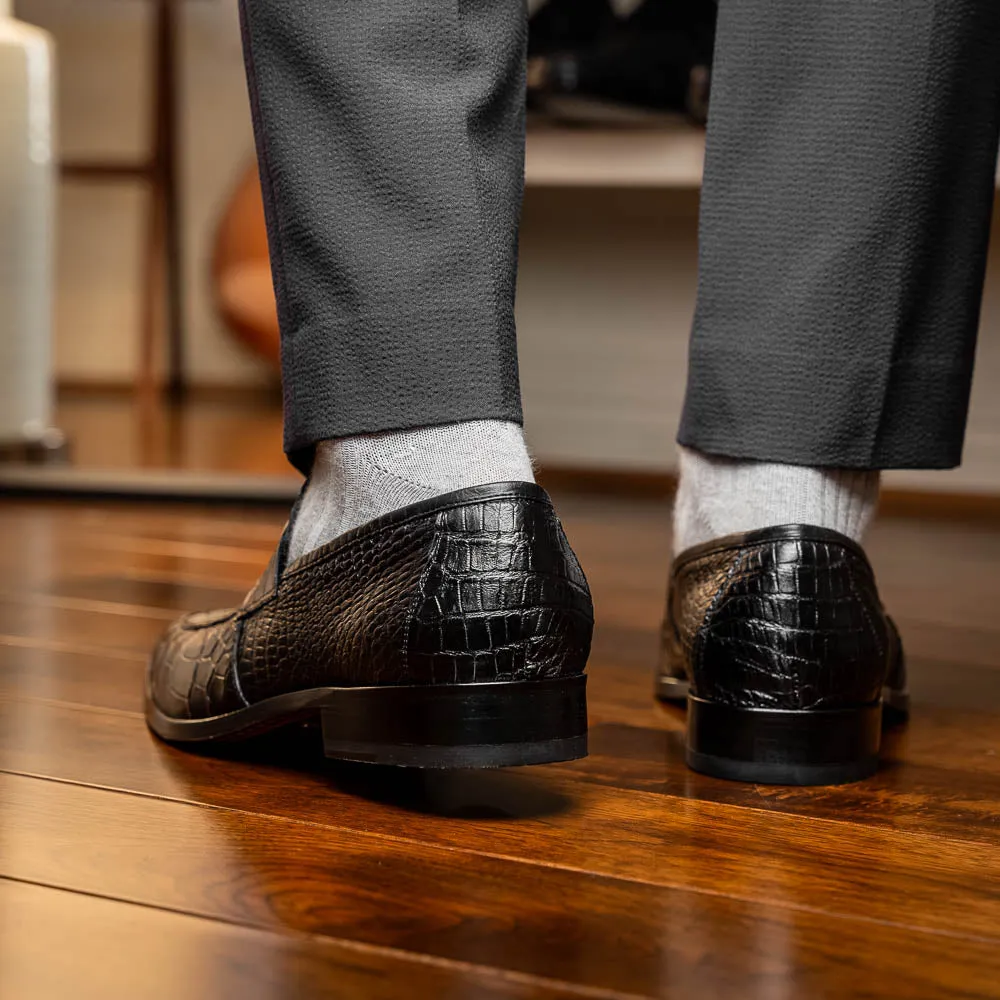 Marco Di Milano Matteo in Black Alligator Penny Loafers
