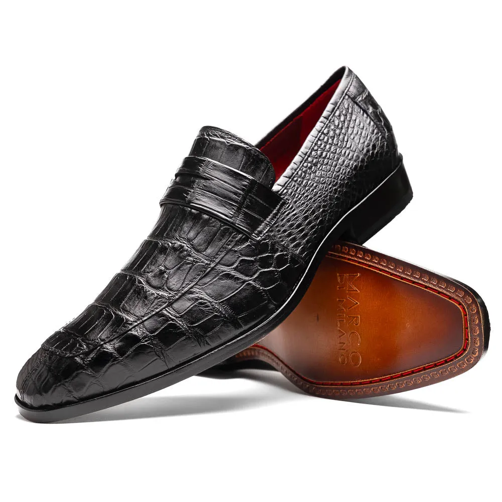 Marco Di Milano Matteo in Black Alligator Penny Loafers