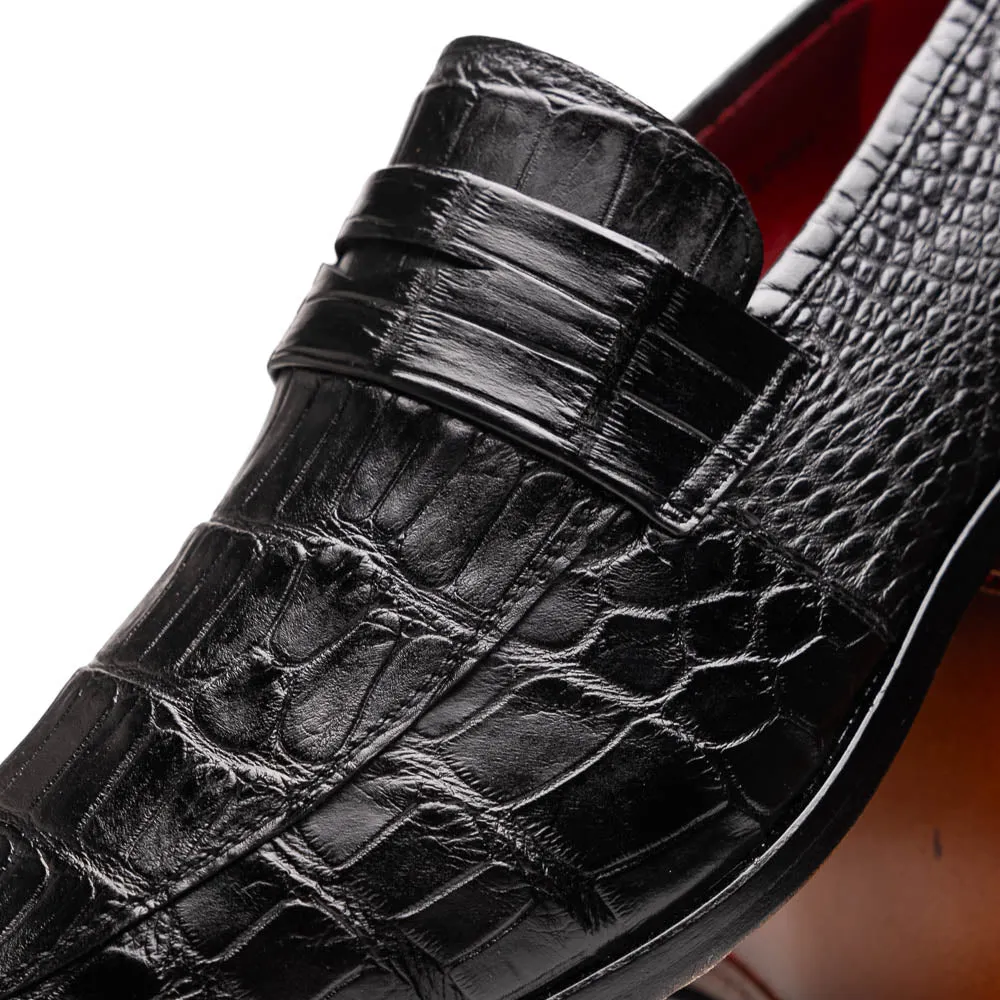 Marco Di Milano Matteo in Black Alligator Penny Loafers