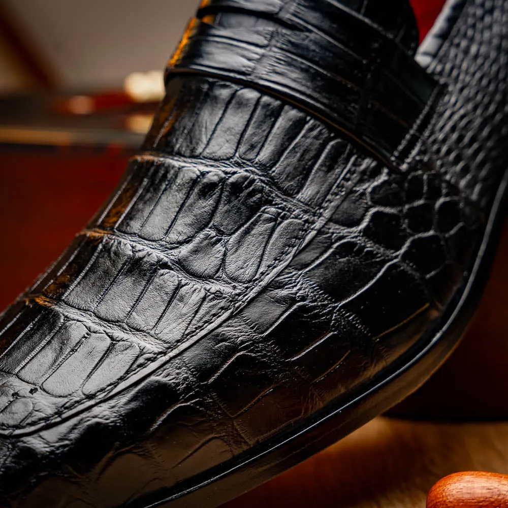 Marco Di Milano Matteo in Black Alligator Penny Loafers