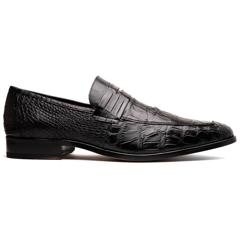 Marco Di Milano Matteo in Black Alligator Penny Loafers