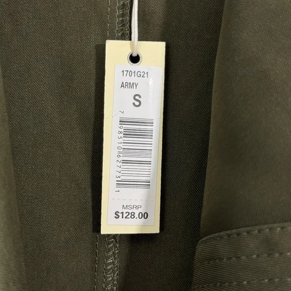 Max Studio Women’s Size Small Army Green Open Front Casual Draped Twill Coat New