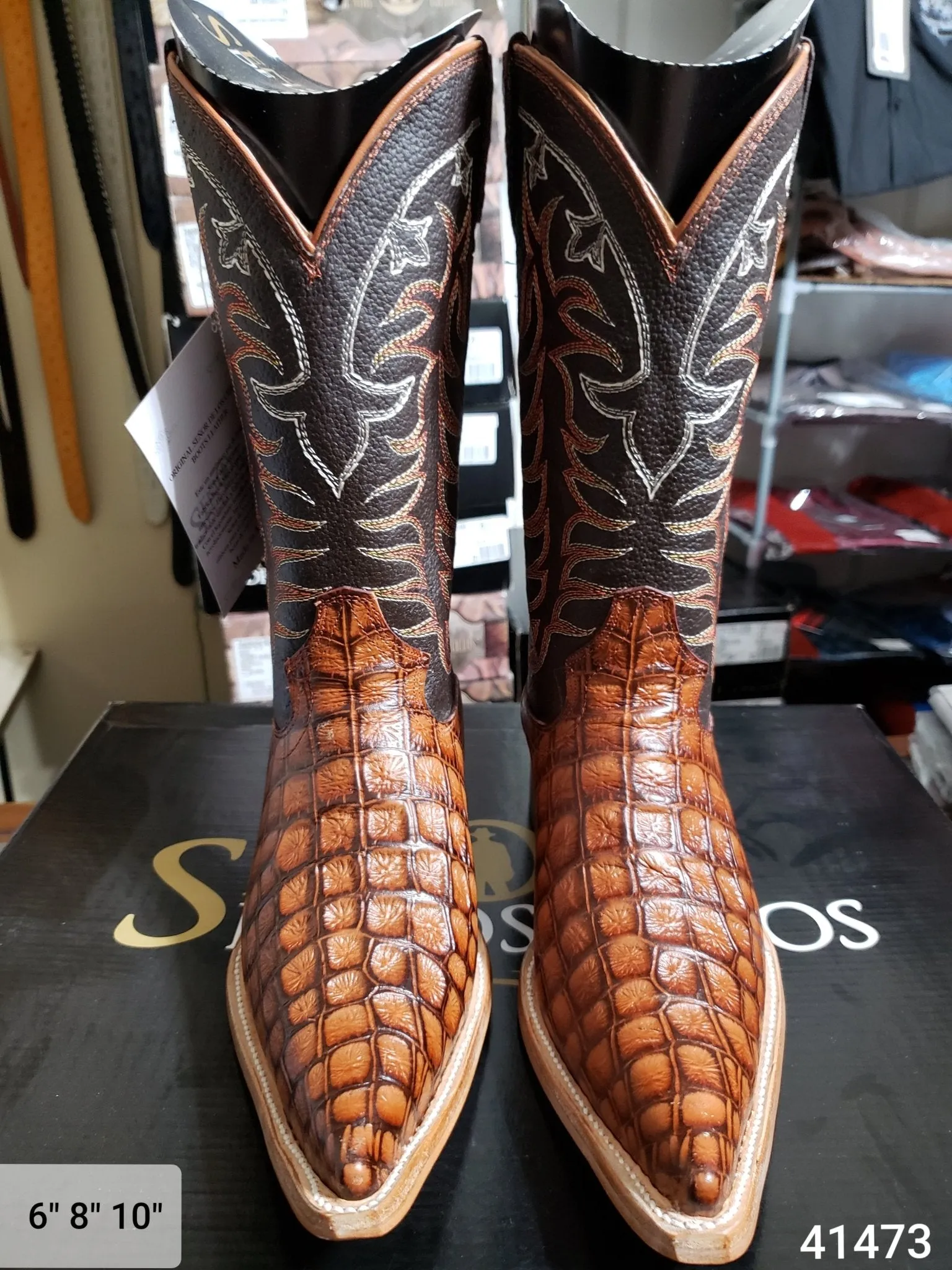 Men's Genuine Leather Western Boots 'El Señor de los Cielos' Cognac 41473