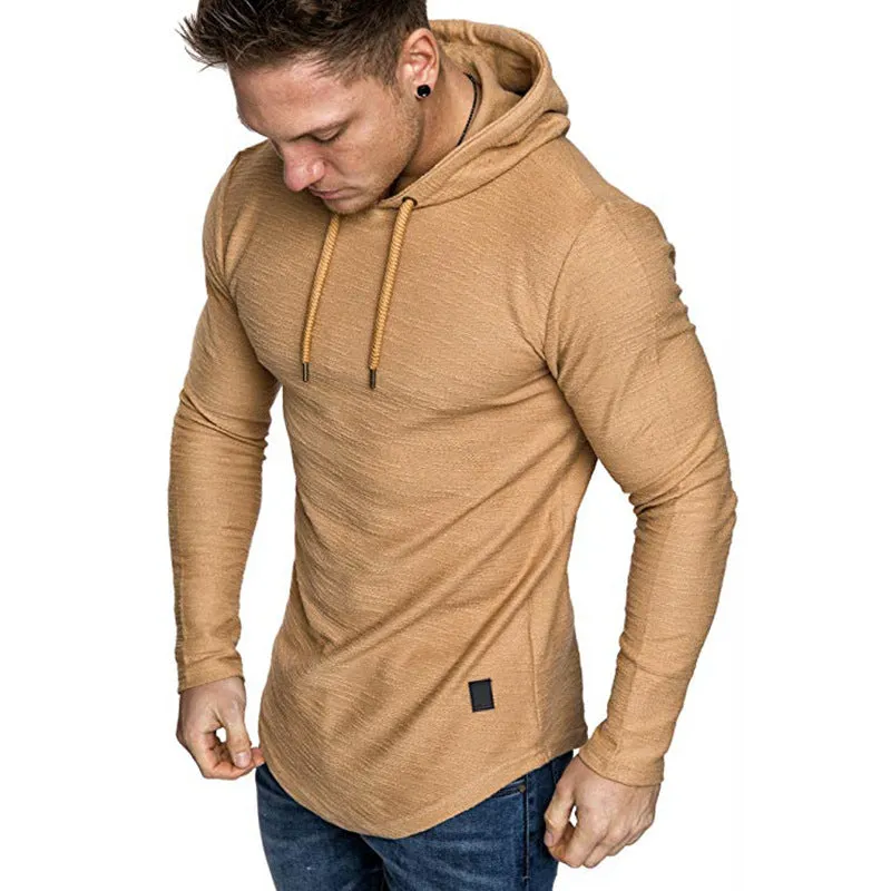 Men's Hoodie Sweatshirt Casual Long Sleeve Slim Tops Gym T-shirt