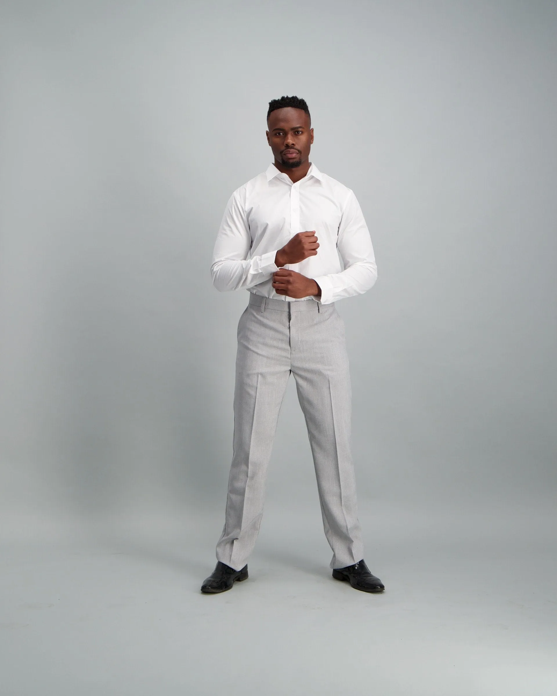 Men's Melange Polyester Pants Light Grey