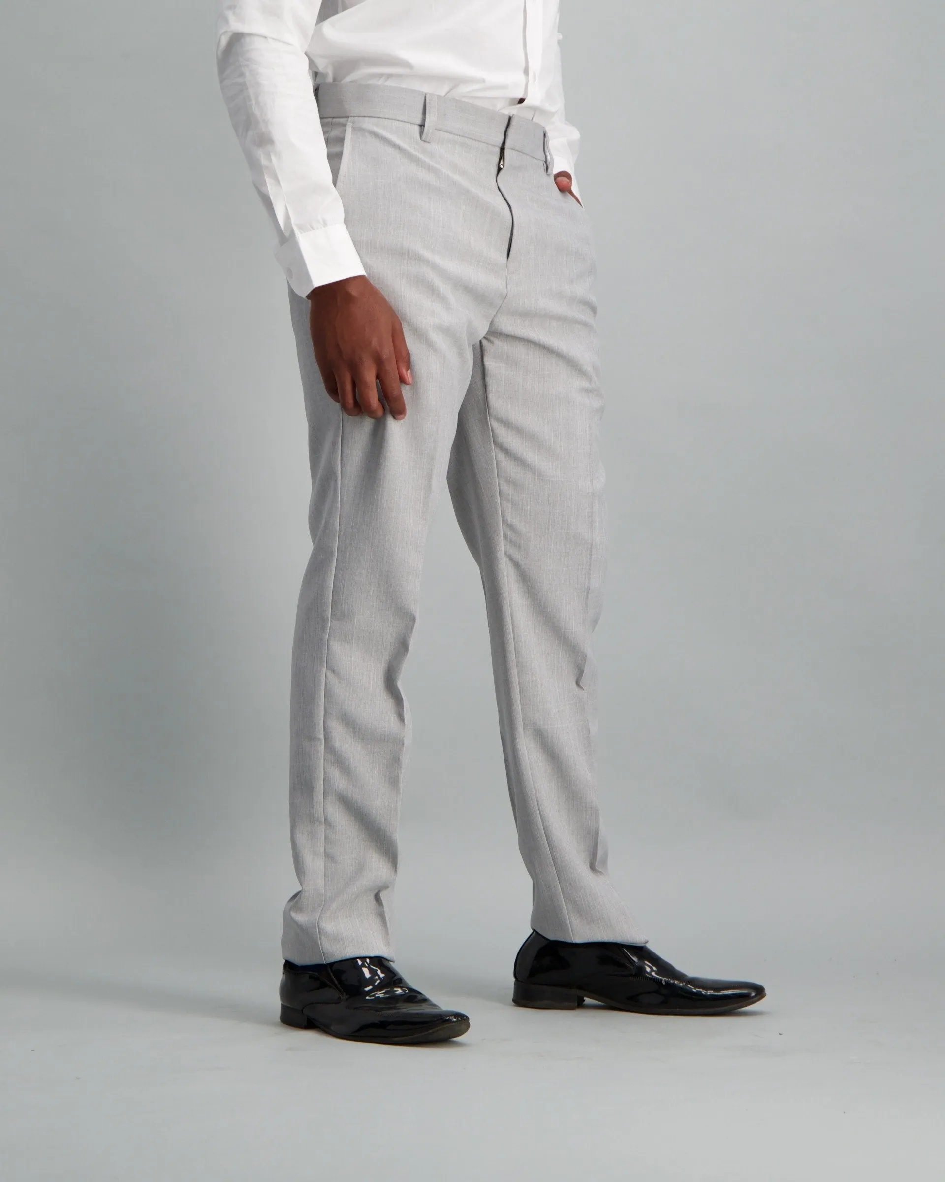 Men's Melange Polyester Pants Light Grey