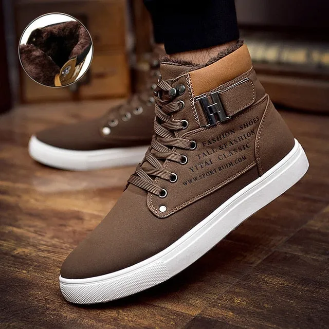 Men's Trendy Lace-up Winter Boots with Warm Plush Lining
