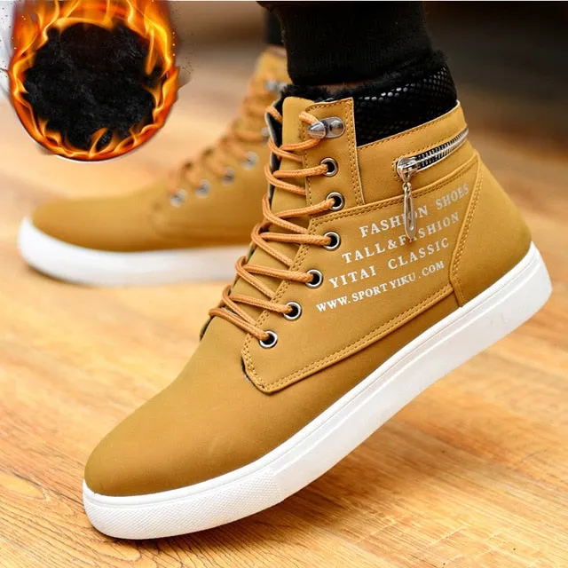 Men's Trendy Lace-up Winter Boots with Warm Plush Lining