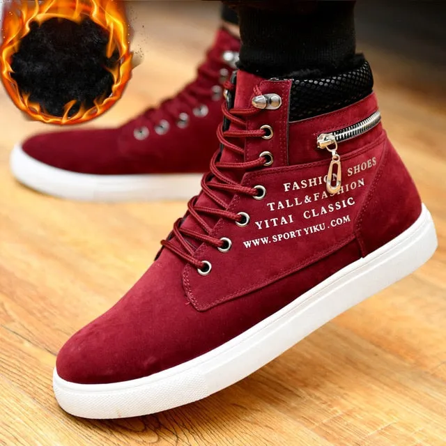 Men's Trendy Lace-up Winter Boots with Warm Plush Lining