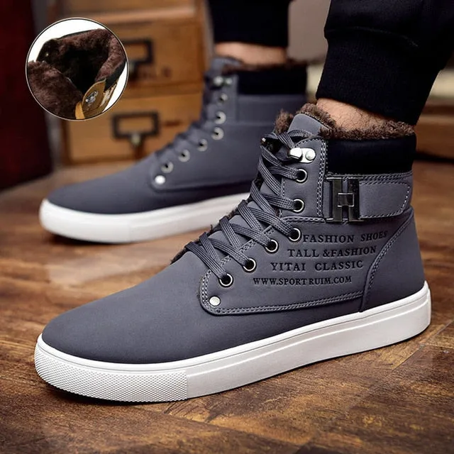 Men's Trendy Lace-up Winter Boots with Warm Plush Lining