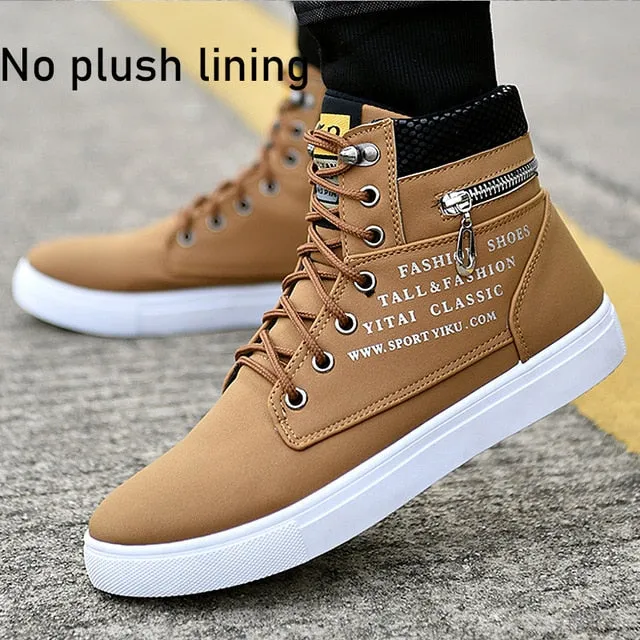 Men's Trendy Lace-up Winter Boots with Warm Plush Lining