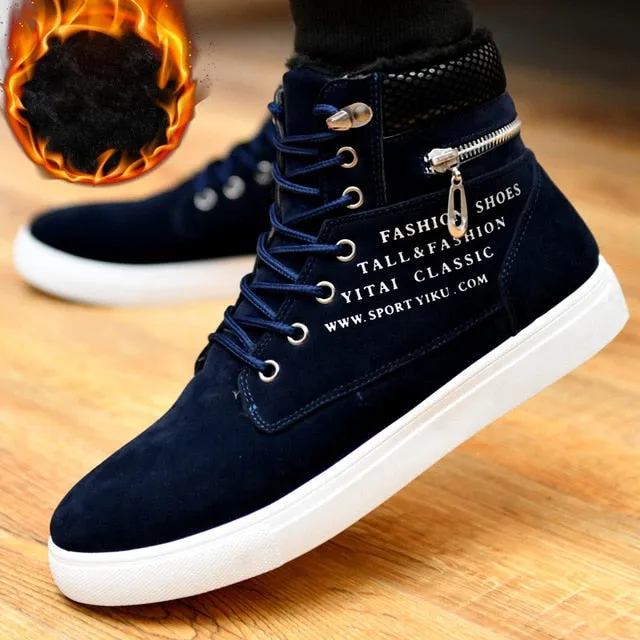Men's Trendy Lace-up Winter Boots with Warm Plush Lining
