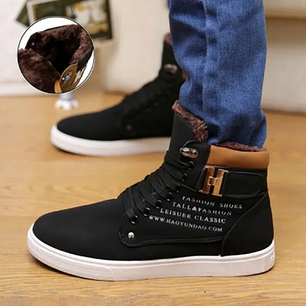 Men's Trendy Lace-up Winter Boots with Warm Plush Lining