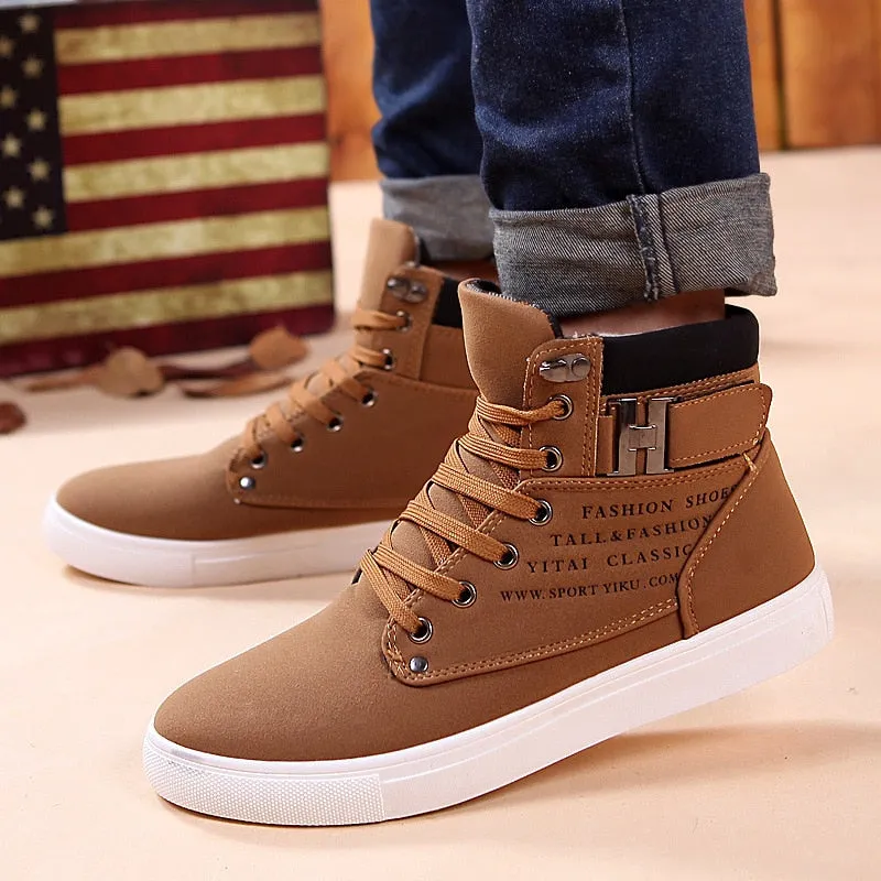 Men's Trendy Lace-up Winter Boots with Warm Plush Lining