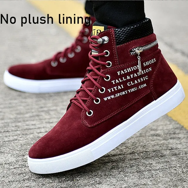 Men's Trendy Lace-up Winter Boots with Warm Plush Lining