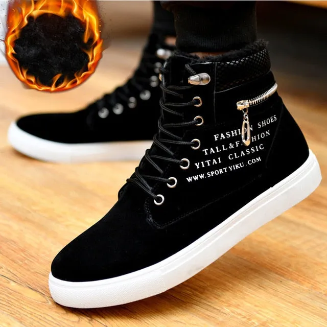 Men's Trendy Lace-up Winter Boots with Warm Plush Lining