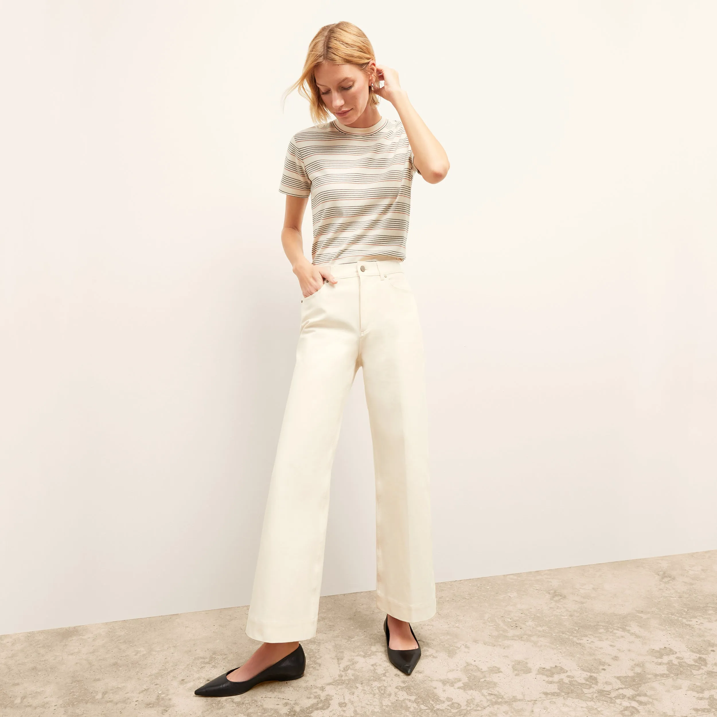 Milo Wide-Leg Jean - Eco Better Than Denim :: Bright Ivory