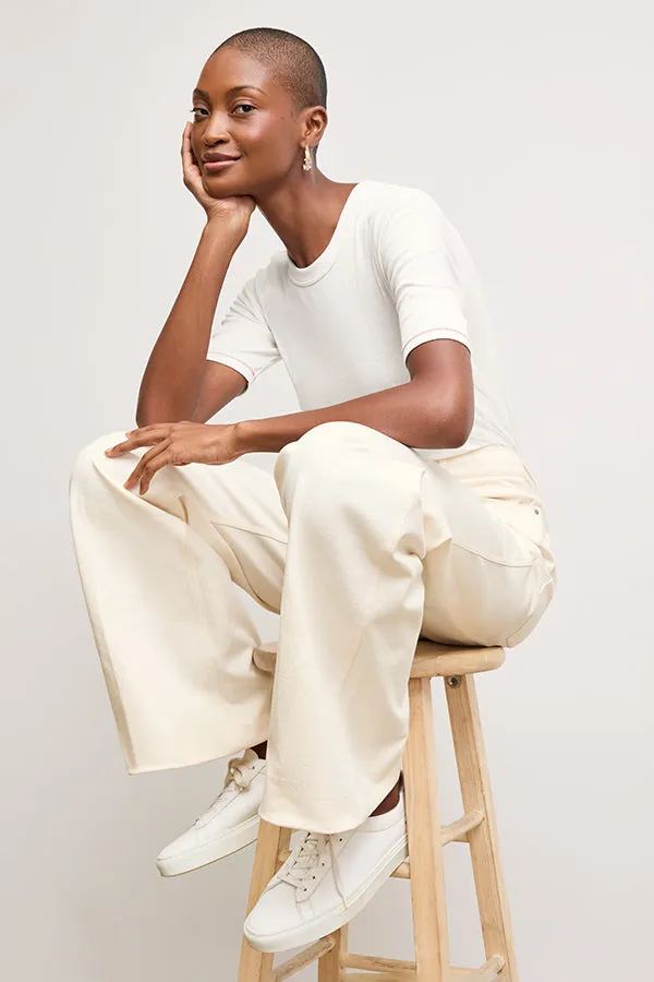 Milo Wide-Leg Jean - Eco Better Than Denim :: Bright Ivory