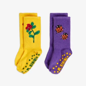 Mini Rodini | Lingon Berries 2-p�ack non slip �socks
