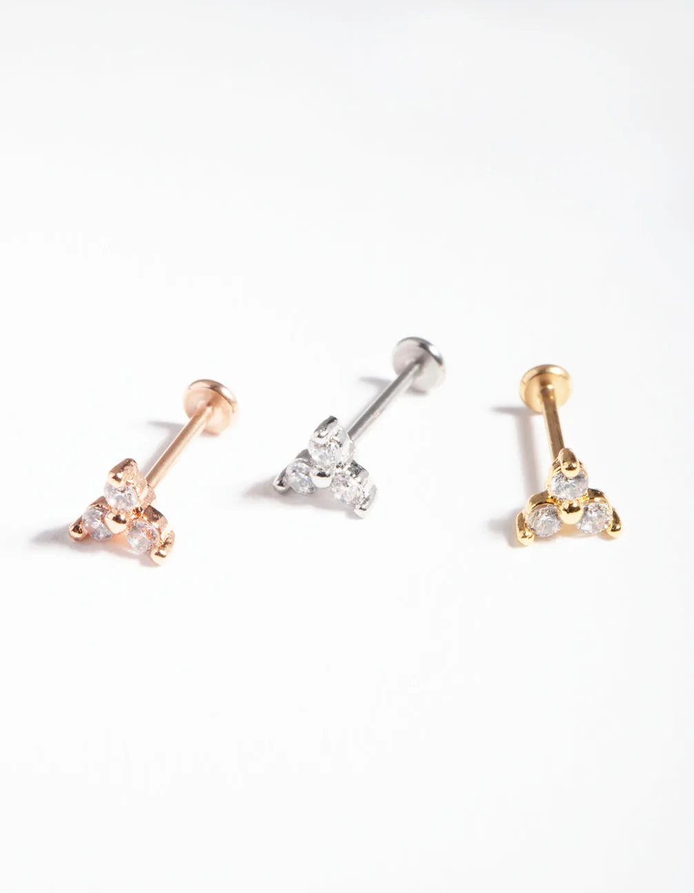 Mixed Metal Surgical Steel Fine Stone Flat Back Earring Pack