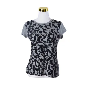 MNG Khaki and Black Velvet Heels Flocked T Shirt