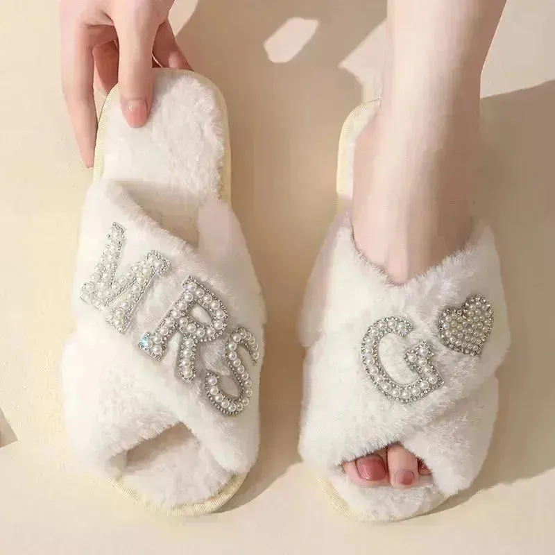 Mrs. Heart Customised Letter Plush Sandals