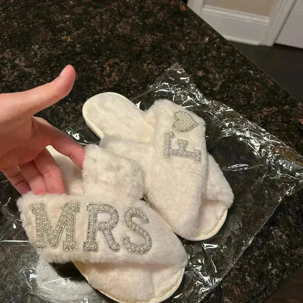 Mrs. Heart Customised Letter Plush Sandals