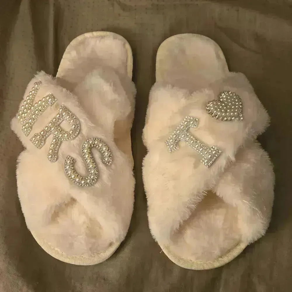 Mrs. Heart Customised Letter Plush Sandals