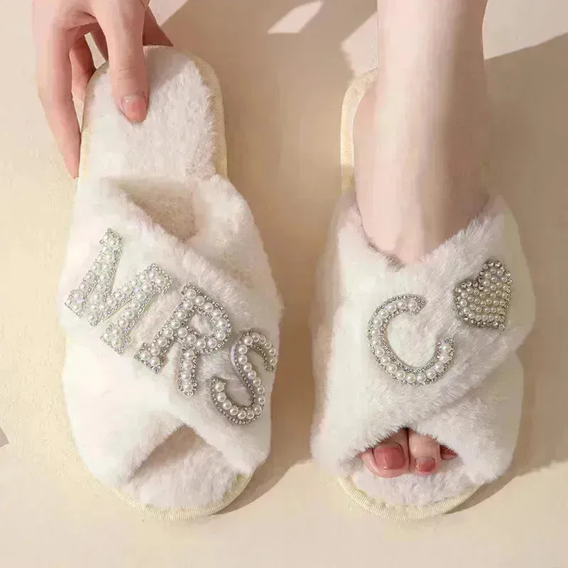 Mrs. Heart Customised Letter Plush Sandals