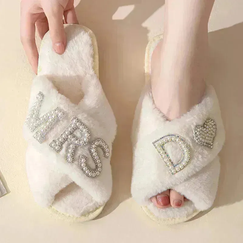 Mrs. Heart Customised Letter Plush Sandals