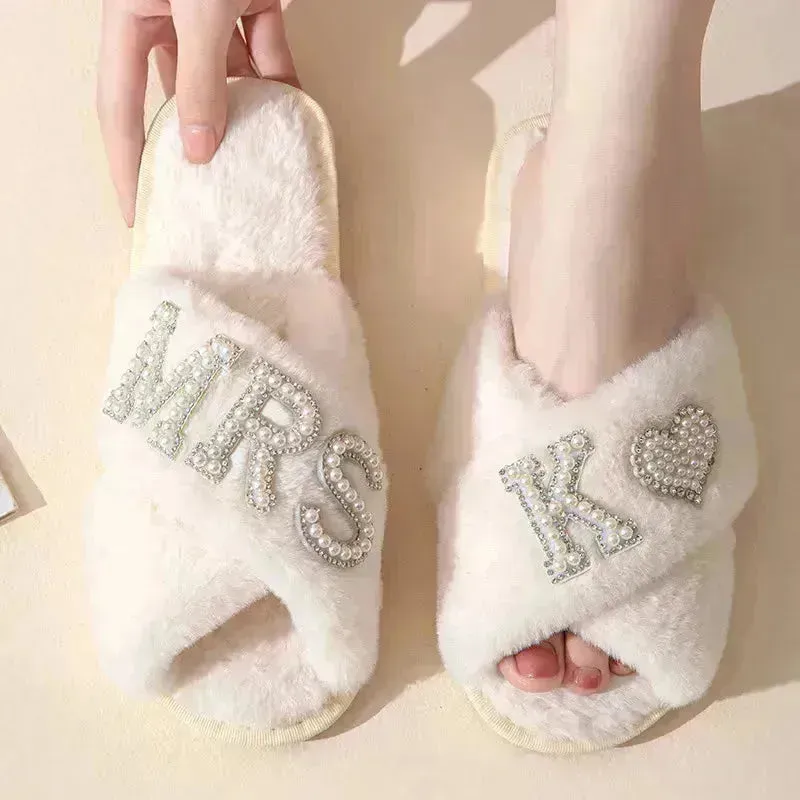 Mrs. Heart Customised Letter Plush Sandals