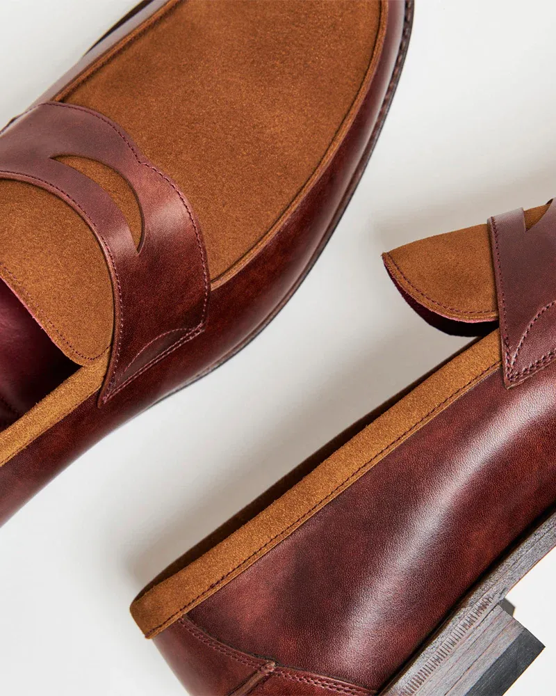 Museum Cognac Leather & Tobacco Suede Loafer