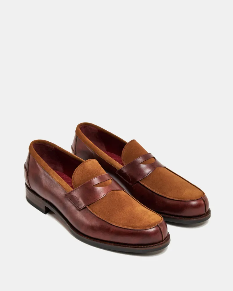 Museum Cognac Leather & Tobacco Suede Loafer