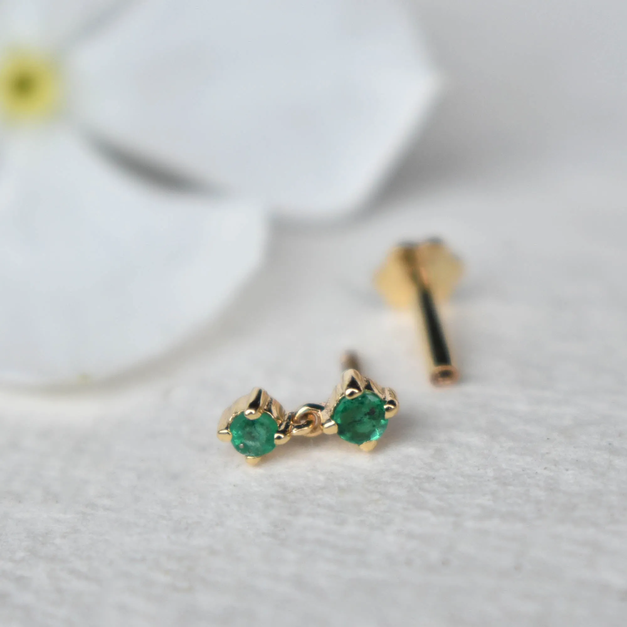 Natural Green Emerald Tiny Dangle Earring