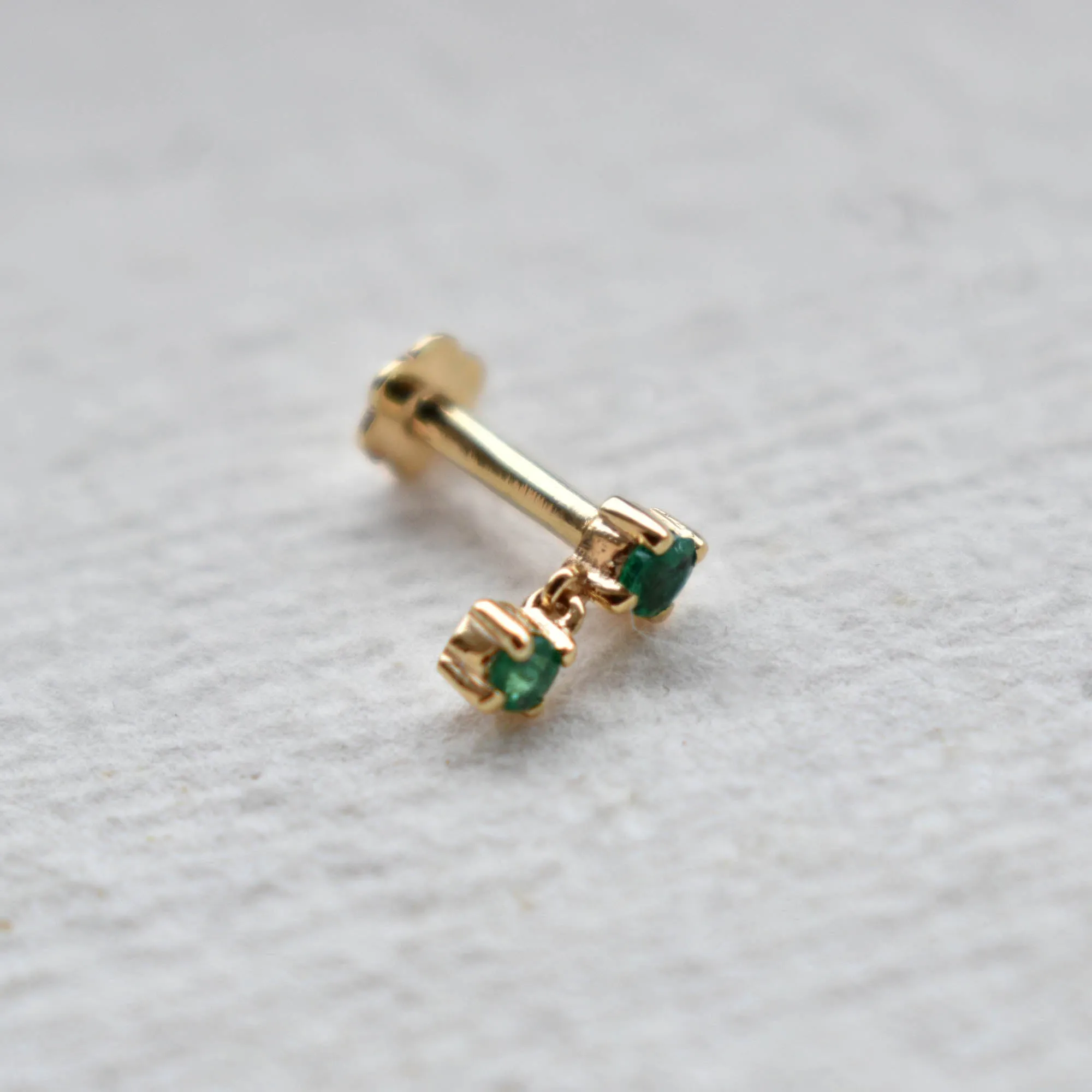 Natural Green Emerald Tiny Dangle Earring