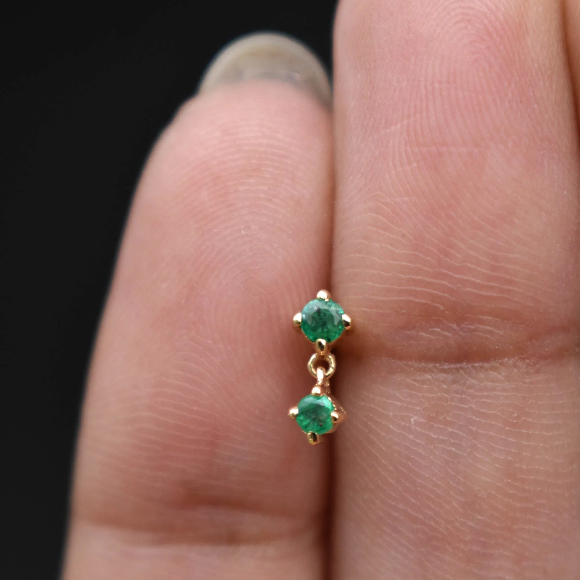 Natural Green Emerald Tiny Dangle Earring