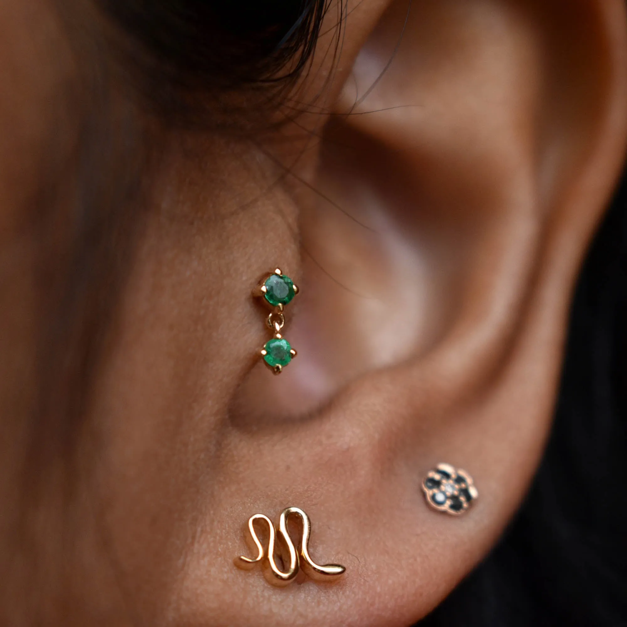 Natural Green Emerald Tiny Dangle Earring
