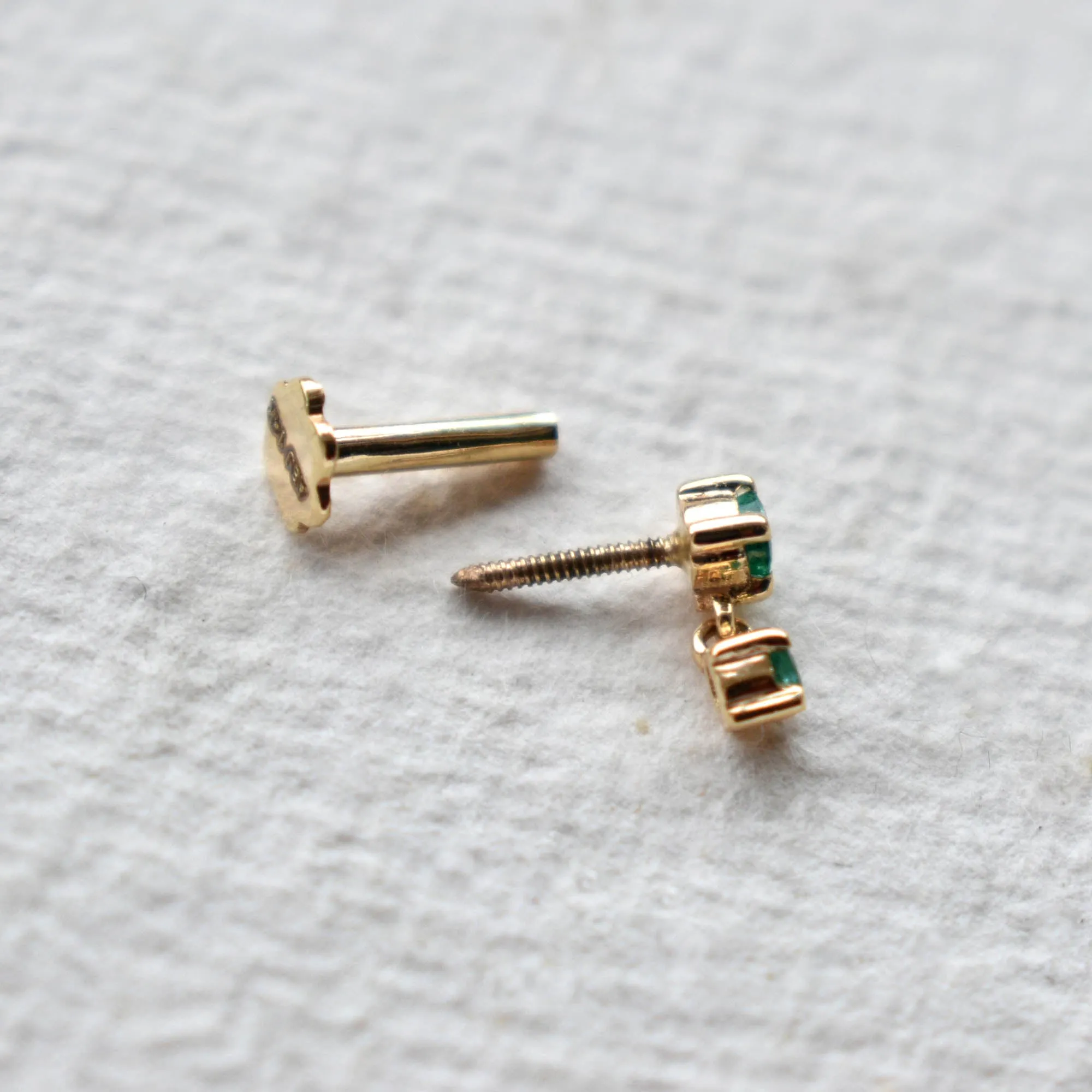 Natural Green Emerald Tiny Dangle Earring