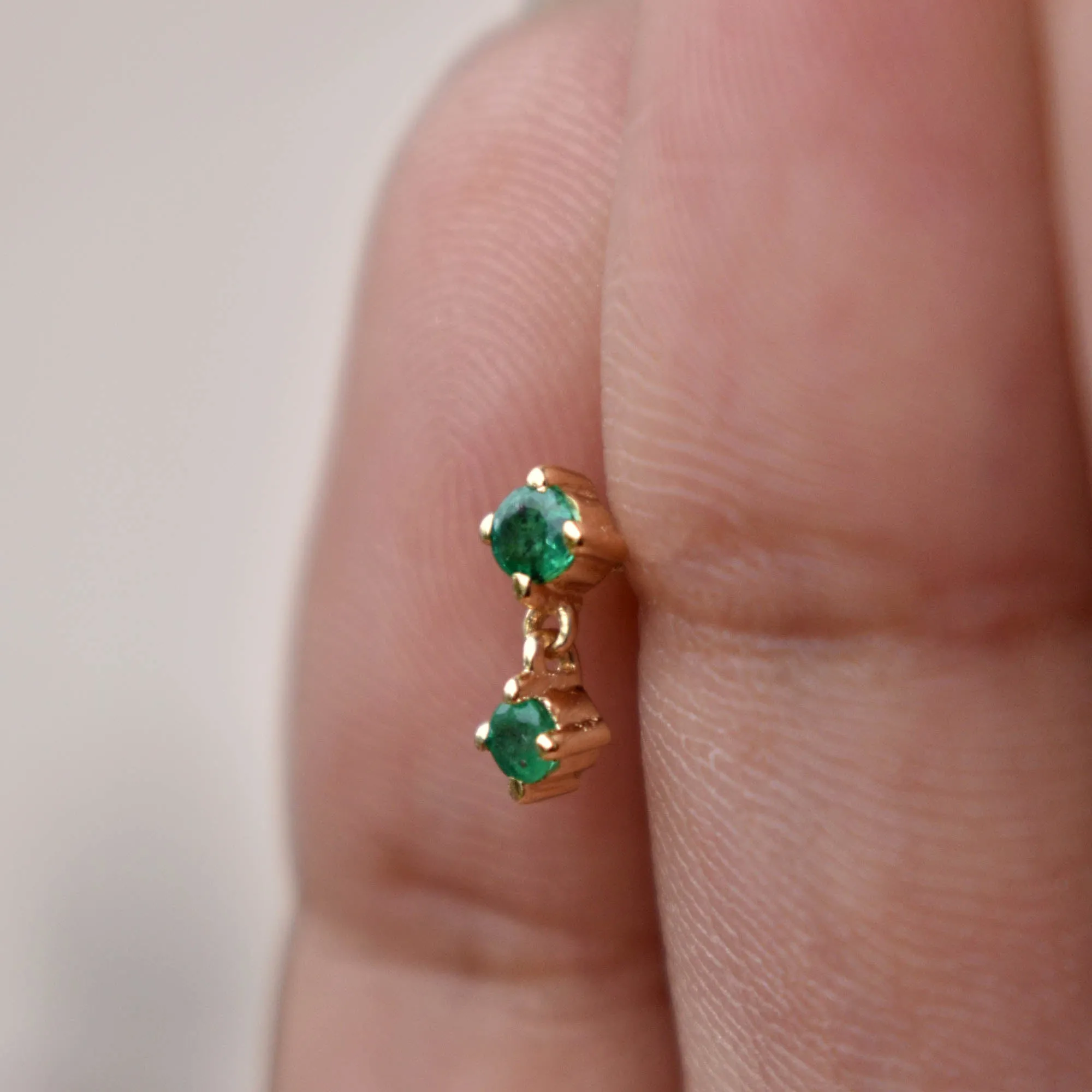 Natural Green Emerald Tiny Dangle Earring