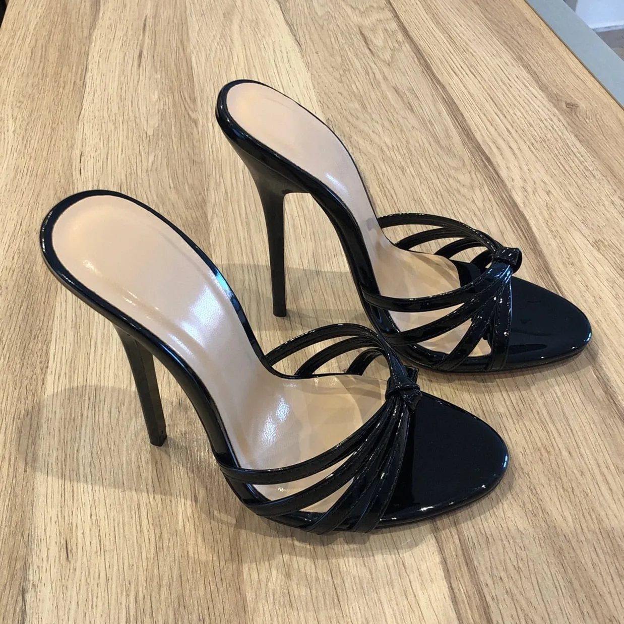 Original 2022 Summer Women&#39;s Mules Luxury High Heels Slippers Outdoor Designer Sandals Lady Black Red Party Shoes Female Large Size 48