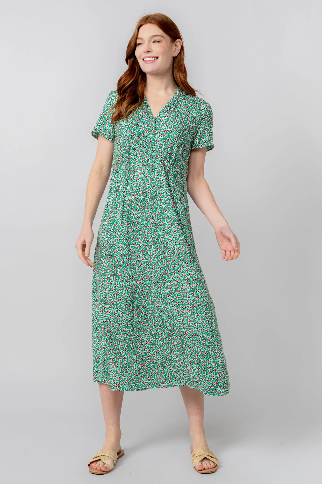 Orla Green Ditsy Print Midi Dress