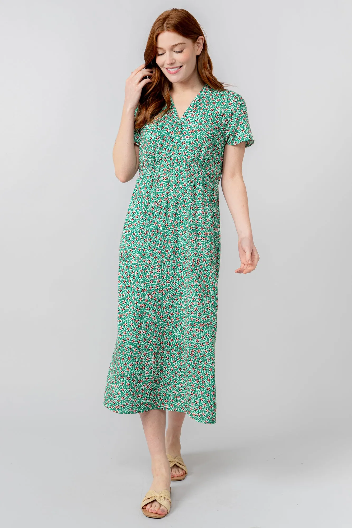 Orla Green Ditsy Print Midi Dress