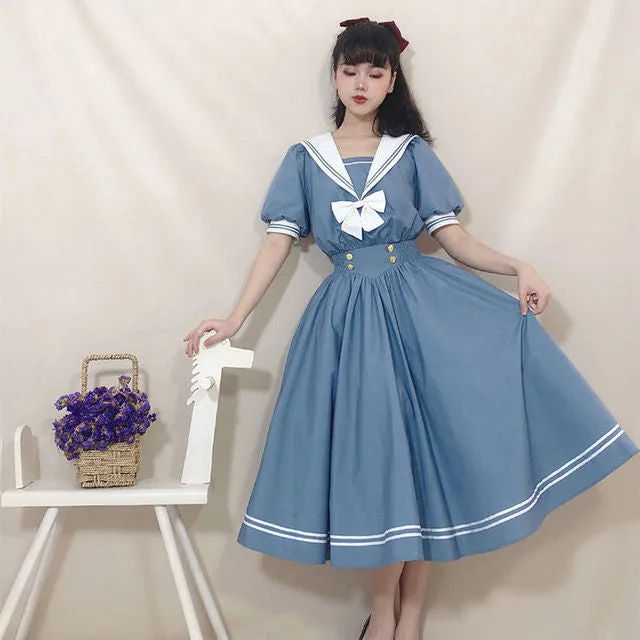 Preppy Chic Sailor Collar Dress
