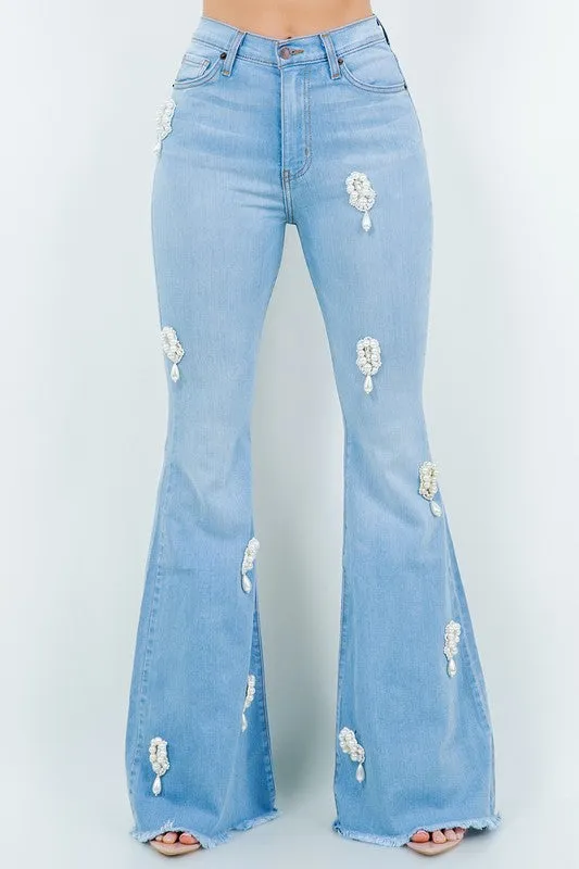 Pretty In Pearls Bell Bottom Denim