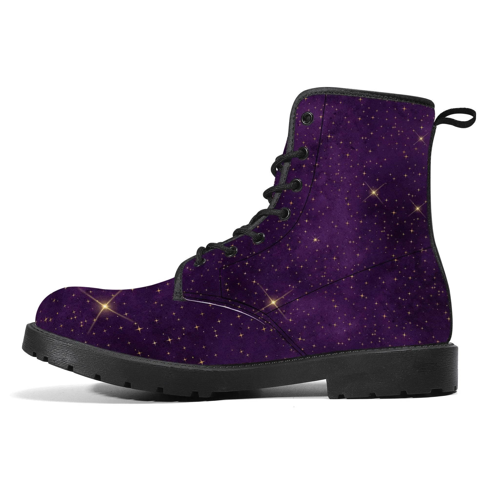 Purple Star Galaxy Vegan Leather Boots